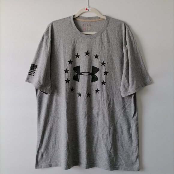 Under Armour Men's Gray Tee Size 2XL "Freedom" - Picture 1 of 6